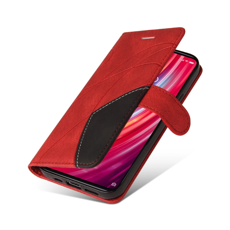 For Xiaomi Redmi Note 8 Pro Dual-color Splicing Horizontal Flip PU Leather Case with Holder & Card Slots & Wallet(Red) - Xiaomi Cases by buy2fix | Online Shopping UK | buy2fix