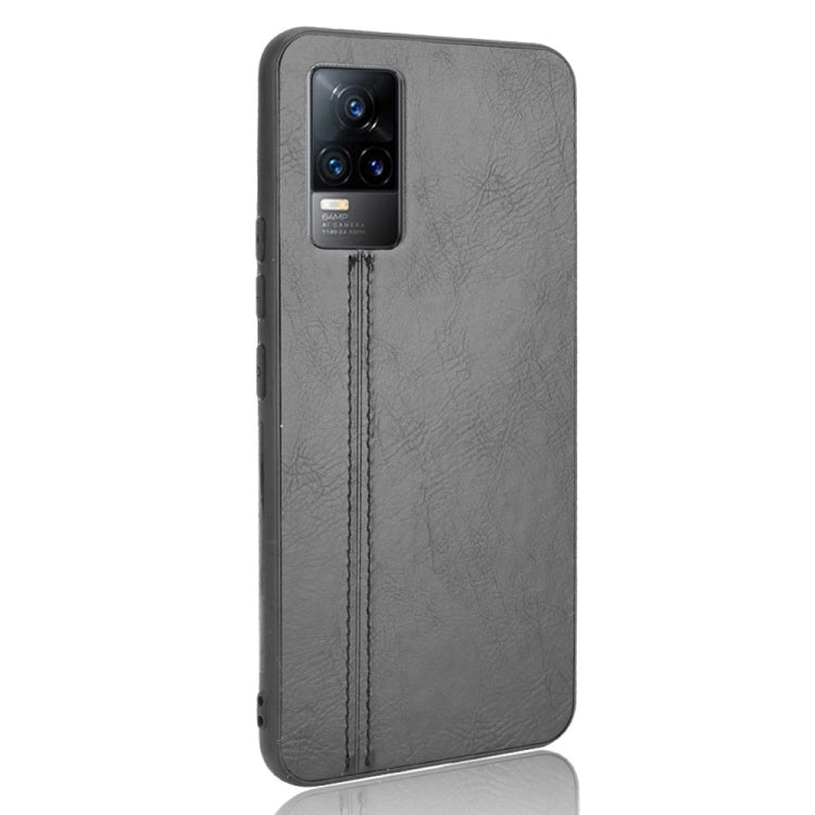 For vivo V21e Shockproof Sewing Cow Skin Texture PC + PU + TPU Case(Black) - vivo Cases by buy2fix | Online Shopping UK | buy2fix
