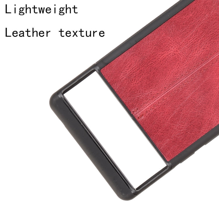 For Google Pixel 6 Pro Shockproof Sewing Cow Skin Texture PC + PU + TPU Case(Red) - Google Cases by buy2fix | Online Shopping UK | buy2fix