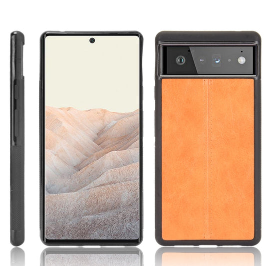 For Google Pixel 6 Pro Shockproof Sewing Cow Skin Texture PC + PU + TPU Case(Orange) - Google Cases by buy2fix | Online Shopping UK | buy2fix