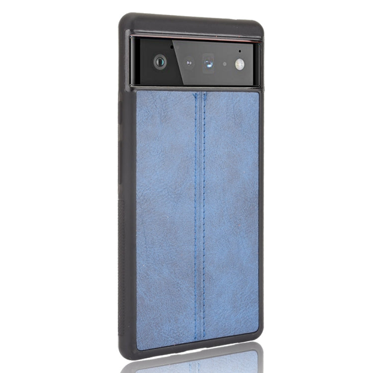 For Google Pixel 6 Pro Shockproof Sewing Cow Skin Texture PC + PU + TPU Case(Blue) - Google Cases by buy2fix | Online Shopping UK | buy2fix