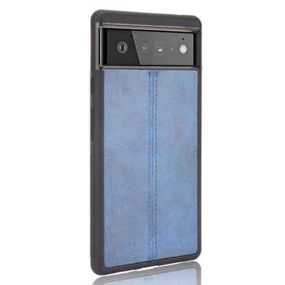 For Google Pixel 6 Pro Shockproof Sewing Cow Skin Texture PC + PU + TPU Case(Blue) - Google Cases by buy2fix | Online Shopping UK | buy2fix