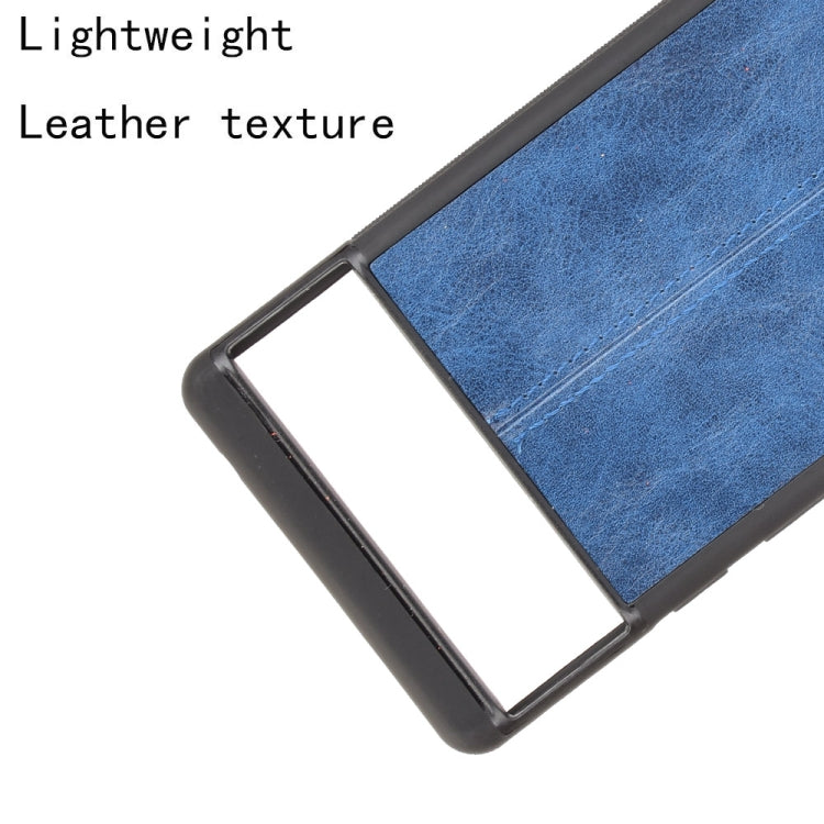 For Google Pixel 6 Pro Shockproof Sewing Cow Skin Texture PC + PU + TPU Case(Blue) - Google Cases by buy2fix | Online Shopping UK | buy2fix