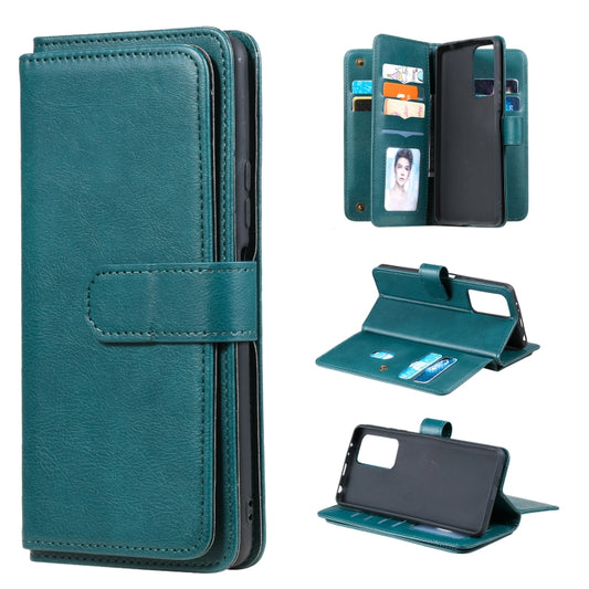 For Xiaomi Redmi Note 10 Pro Multifunctional Magnetic Copper Buckle Horizontal Flip Solid Color Leather Case with 10 Card Slots & Wallet & Holder & Photo Frame(Dark Green) - Xiaomi Cases by buy2fix | Online Shopping UK | buy2fix