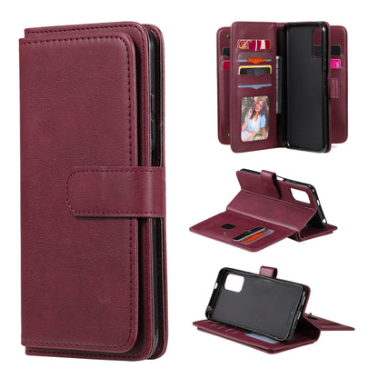 For Xiaomi Redmi Note 10 5G Multifunctional Magnetic Copper Buckle Horizontal Flip Solid Color Leather Case with 10 Card Slots & Wallet & Holder & Photo Frame(Wine Red) - Xiaomi Cases by buy2fix | Online Shopping UK | buy2fix