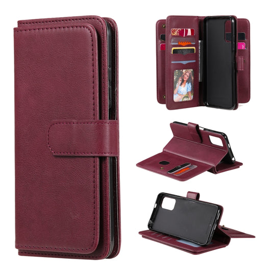For Xiaomi Redmi Note 10 5G Multifunctional Magnetic Copper Buckle Horizontal Flip Solid Color Leather Case with 10 Card Slots & Wallet & Holder & Photo Frame(Wine Red) - Xiaomi Cases by buy2fix | Online Shopping UK | buy2fix