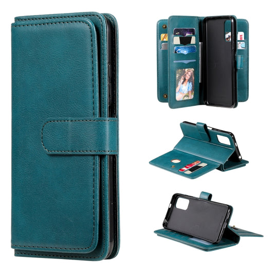 For Xiaomi Redmi Note 10 5G Multifunctional Magnetic Copper Buckle Horizontal Flip Solid Color Leather Case with 10 Card Slots & Wallet & Holder & Photo Frame(Dark Green) - Xiaomi Cases by buy2fix | Online Shopping UK | buy2fix
