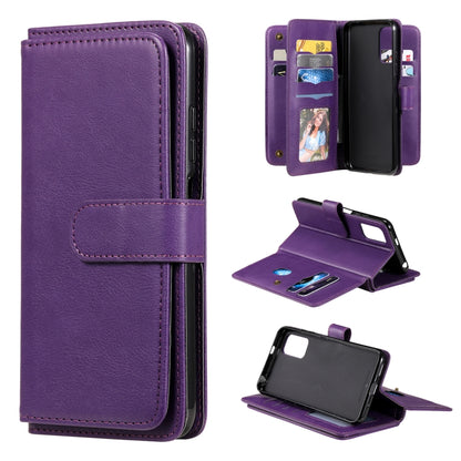 For Xiaomi Redmi Note 10 5G Multifunctional Magnetic Copper Buckle Horizontal Flip Solid Color Leather Case with 10 Card Slots & Wallet & Holder & Photo Frame(Purple) - Xiaomi Cases by buy2fix | Online Shopping UK | buy2fix