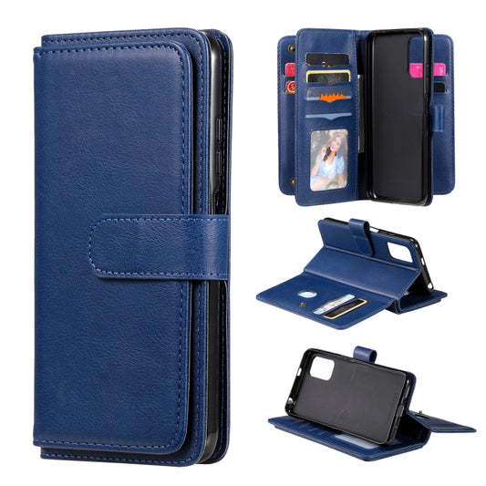 For Xiaomi Redmi Note 10 5G Multifunctional Magnetic Copper Buckle Horizontal Flip Solid Color Leather Case with 10 Card Slots & Wallet & Holder & Photo Frame(Dark Blue) - Xiaomi Cases by buy2fix | Online Shopping UK | buy2fix