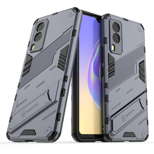 For vivo V21e 5G Punk Armor 2 in 1 PC + TPU Shockproof Case with Invisible Holder(Grey) - vivo Cases by buy2fix | Online Shopping UK | buy2fix