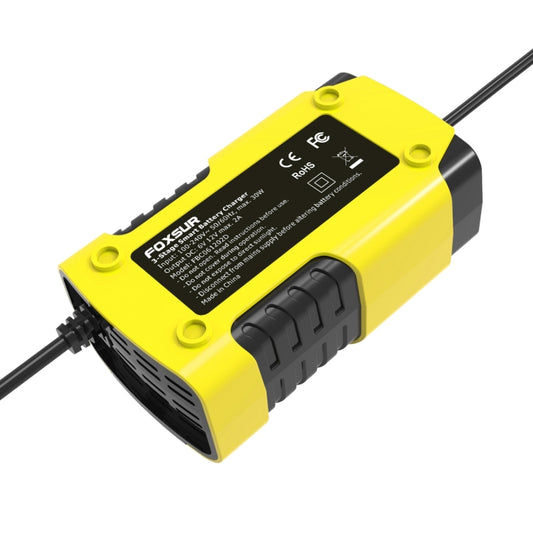 FOXSUR 2A / 6V / 12V Car / Motorcycle 3-stage Full Smart Battery Charger, Plug Type:UK Plug(Yellow) - Battery Charger by FOXSUR | Online Shopping UK | buy2fix