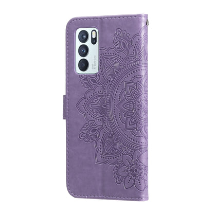 For OPPO Reno 6 Pro 5G 7-petal Flowers Embossing Pattern Horizontal Flip PU Leather Case with Holder & Card Slots & Wallet & Photo Frame(Light Purple) by buy2fix