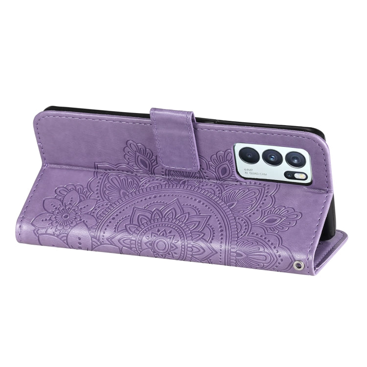 For OPPO Reno 6 Pro 5G 7-petal Flowers Embossing Pattern Horizontal Flip PU Leather Case with Holder & Card Slots & Wallet & Photo Frame(Light Purple) by buy2fix