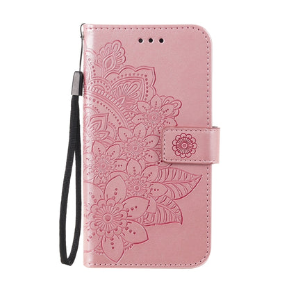 For OPPO Reno 6 Pro 5G 7-petal Flowers Embossing Pattern Horizontal Flip PU Leather Case with Holder & Card Slots & Wallet & Photo Frame(Rose Gold) by buy2fix