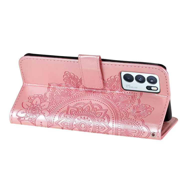 For OPPO Reno 6 Pro 5G 7-petal Flowers Embossing Pattern Horizontal Flip PU Leather Case with Holder & Card Slots & Wallet & Photo Frame(Rose Gold) by buy2fix
