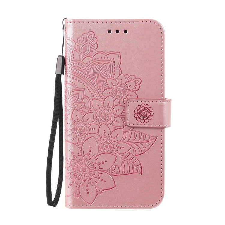 For OPPO Reno 6 Pro+ 5G 7-petal Flowers Embossing Pattern Horizontal Flip PU Leather Case with Holder & Card Slots & Wallet & Photo Frame(Rose Gold) by buy2fix