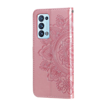 For OPPO Reno 6 Pro+ 5G 7-petal Flowers Embossing Pattern Horizontal Flip PU Leather Case with Holder & Card Slots & Wallet & Photo Frame(Rose Gold) by buy2fix
