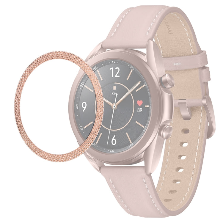 For Samsung Galaxy Watch 3 41mm Smart Watch Rhombus Texture Bezel Ring(Rose Gold) - Watch Cases by ENKAY | Online Shopping UK | buy2fix