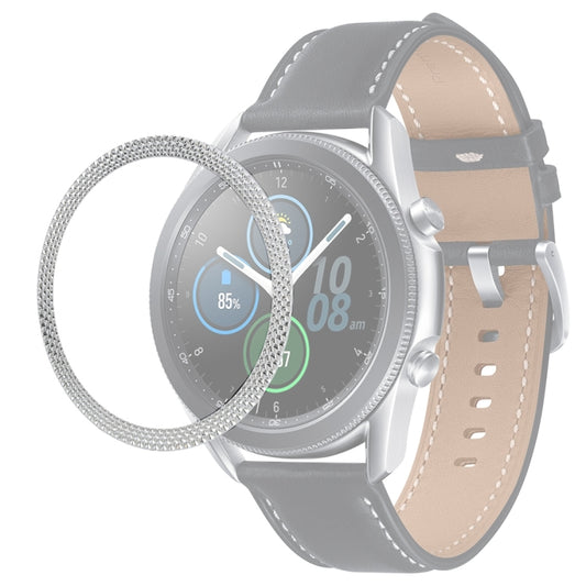 For Samsung Galaxy Watch 3 41mm Smart Watch Rhombus Texture Bezel Ring(Silver) - Watch Cases by ENKAY | Online Shopping UK | buy2fix