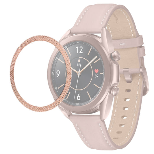 For Samsung Galaxy Watch 3 45mm Smart Watch Rhombus Texture Bezel Ring(Rose Gold) - Watch Cases by ENKAY | Online Shopping UK | buy2fix