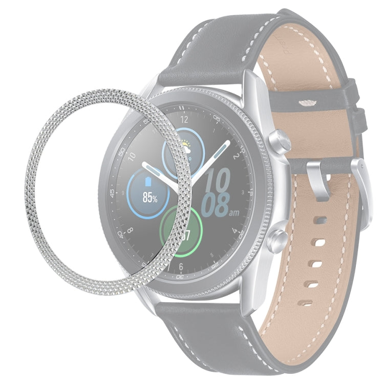 For Samsung Galaxy Watch 3 45mm Smart Watch Rhombus Texture Bezel Ring(Silver) - Watch Cases by ENKAY | Online Shopping UK | buy2fix