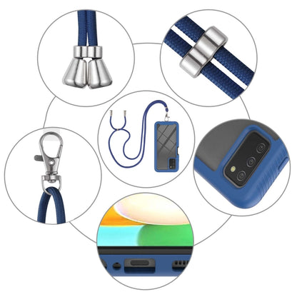 For Samsung Galaxy A03s EU Version Starry Sky Solid Color Series Shockproof PC + TPU Protective Case with Neck Strap(Blue) by buy2fix