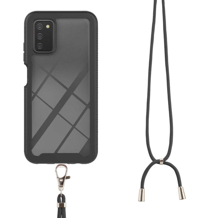 For Samsung Galaxy A03s EU Version Starry Sky Solid Color Series Shockproof PC + TPU Protective Case with Neck Strap(Black) by buy2fix