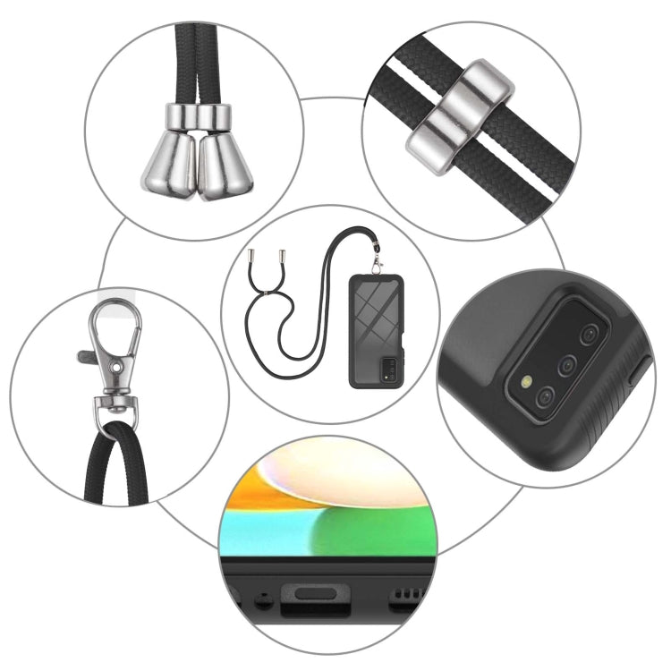 For Samsung Galaxy A03s EU Version Starry Sky Solid Color Series Shockproof PC + TPU Protective Case with Neck Strap(Black) by buy2fix