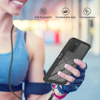 For Samsung Galaxy A03s EU Version Starry Sky Solid Color Series Shockproof PC + TPU Protective Case with Neck Strap(Black) by buy2fix