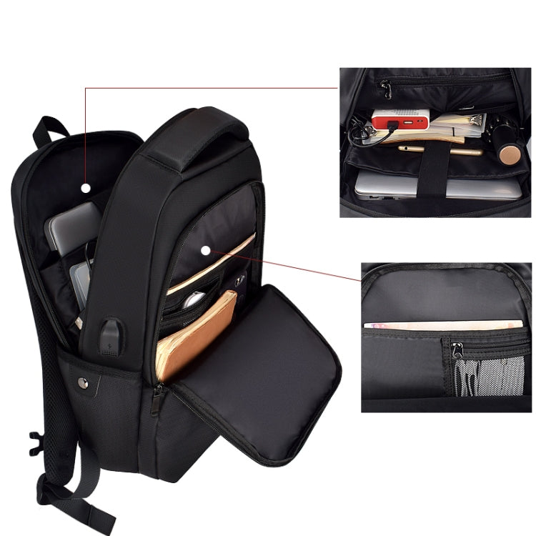 SJ01 Business Casual Computer Backpack with USB Charging Port, Size:13-15 inch Universal(Black) by buy2fix