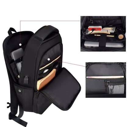 SJ01 Business Casual Computer Backpack with USB Charging Port, Size:13-15 inch Universal(Black) by buy2fix