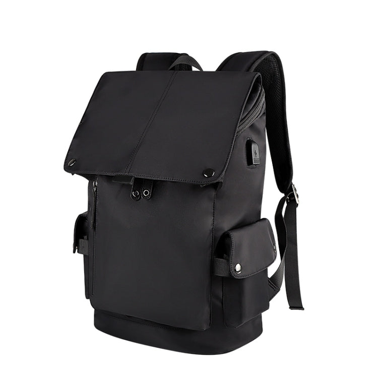 SJ02 13-15.6 inch Universal Large-capacity Laptop Backpack with USB Charging Port(Black) by buy2fix