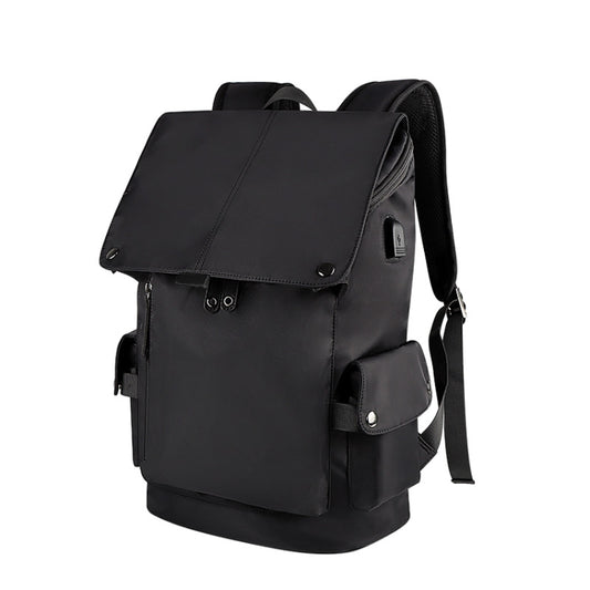 SJ02 13-15.6 inch Universal Large-capacity Laptop Backpack with USB Charging Port(Black) by buy2fix
