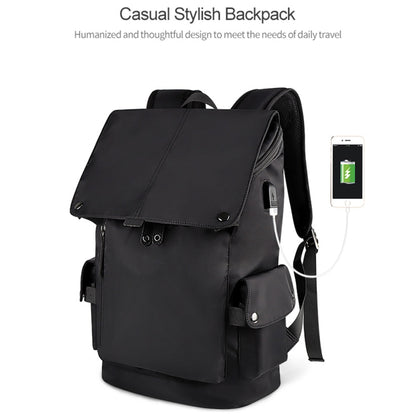 SJ02 13-15.6 inch Universal Large-capacity Laptop Backpack with USB Charging Port(Black) by buy2fix