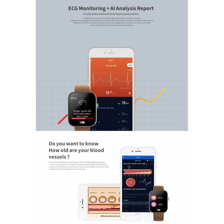 H1 1.3 inch TFT Screen IP68 Waterproof Smart Watch, Support Sleep Monitoring / Heart Rate Monitoring / ECG Electrocardiogram / Vascular Management / Body Temperature Monitoring(Pink) by buy2fix