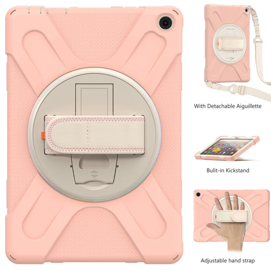 For Amazon Kindle Fire HD 10 2021 Silicone + PC Protective Case with Holder & Shoulder Strap(Rose Gold) - Amazon by buy2fix | Online Shopping UK | buy2fix