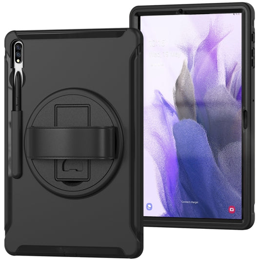 For Samsung Galaxy Tab S7 FE 12.4 inch T730 360 Degree Rotation PC+TPU Protective Cover with Holder & Hand Strap(Black) - Other Galaxy Tab PC by buy2fix | Online Shopping UK | buy2fix