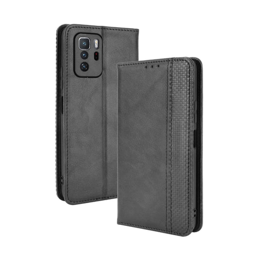 For Xiaomi Redmi Note 10 Pro 5G / Poco X3 GT Magnetic Buckle Retro Crazy Horse Texture Horizontal Flip Leather Case with Holder & Card Slots & Photo Frame(Black) - Xiaomi Cases by buy2fix | Online Shopping UK | buy2fix