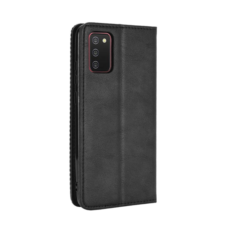 For Samsung Galaxy A03s Magnetic Buckle Retro Crazy Horse Texture Horizontal Flip Leather Case with Holder & Card Slots & Photo Frame(Black) by buy2fix