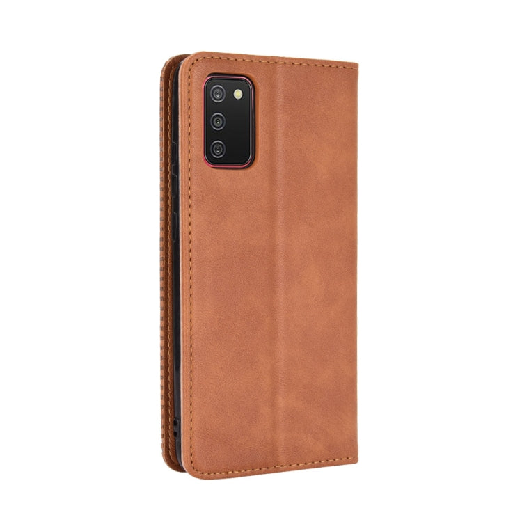 For Samsung Galaxy A03s Magnetic Buckle Retro Crazy Horse Texture Horizontal Flip Leather Case with Holder & Card Slots & Photo Frame(Brown) by buy2fix