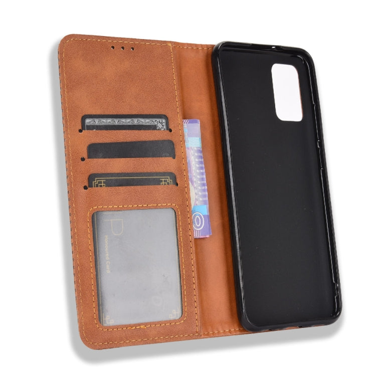 For Samsung Galaxy A03s Magnetic Buckle Retro Crazy Horse Texture Horizontal Flip Leather Case with Holder & Card Slots & Photo Frame(Brown) by buy2fix