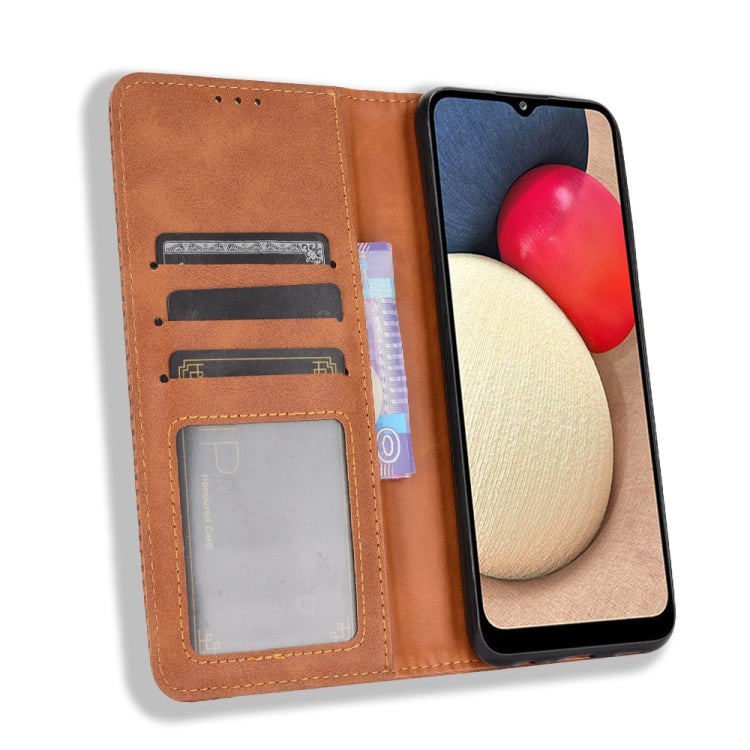 For Samsung Galaxy A03s Magnetic Buckle Retro Crazy Horse Texture Horizontal Flip Leather Case with Holder & Card Slots & Photo Frame(Brown) by buy2fix