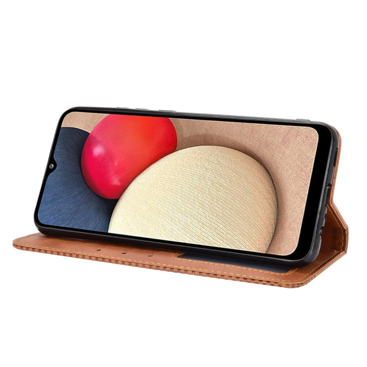 For Samsung Galaxy A03s Magnetic Buckle Retro Crazy Horse Texture Horizontal Flip Leather Case with Holder & Card Slots & Photo Frame(Brown) by buy2fix