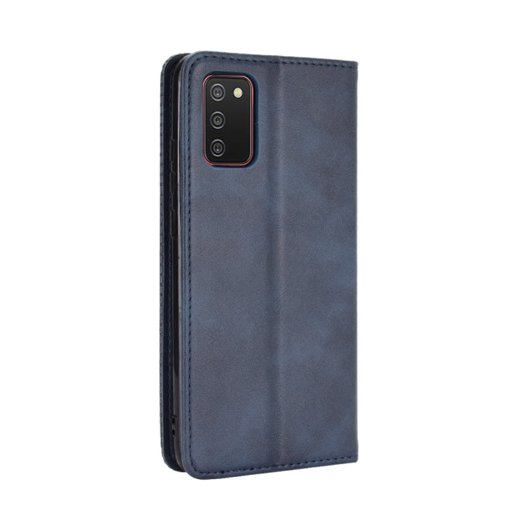 For Samsung Galaxy A03s Magnetic Buckle Retro Crazy Horse Texture Horizontal Flip Leather Case with Holder & Card Slots & Photo Frame(Blue) by buy2fix