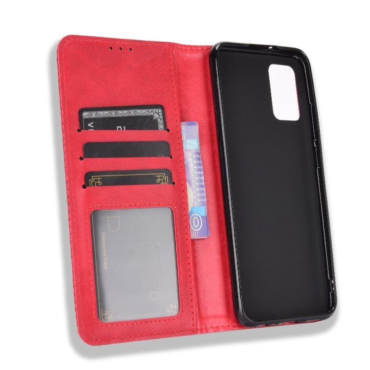 For Samsung Galaxy A03s Magnetic Buckle Retro Crazy Horse Texture Horizontal Flip Leather Case with Holder & Card Slots & Photo Frame(Red) by buy2fix