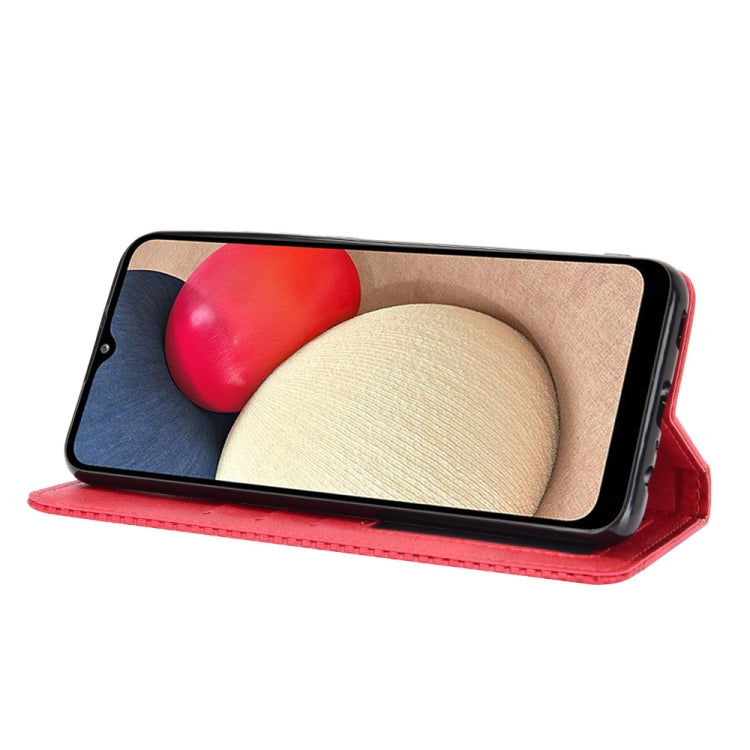 For Samsung Galaxy A03s Magnetic Buckle Retro Crazy Horse Texture Horizontal Flip Leather Case with Holder & Card Slots & Photo Frame(Red) by buy2fix