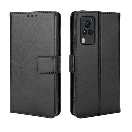 For vivo X60 Pro Overseas Version / X60 5G Curved Surface Version Crazy Horse Texture Horizontal Flip Leather Case with Holder & Card Slots & Lanyard(Black) by buy2fix