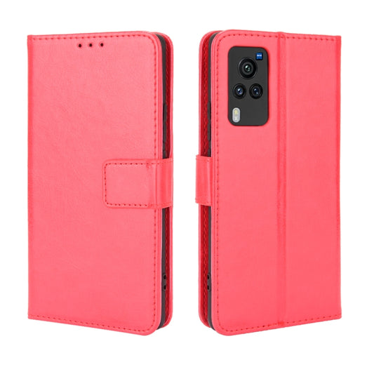 For vivo X60 Pro Overseas Version / X60 5G Curved Surface Version Crazy Horse Texture Horizontal Flip Leather Case with Holder & Card Slots & Lanyard(Red) by buy2fix