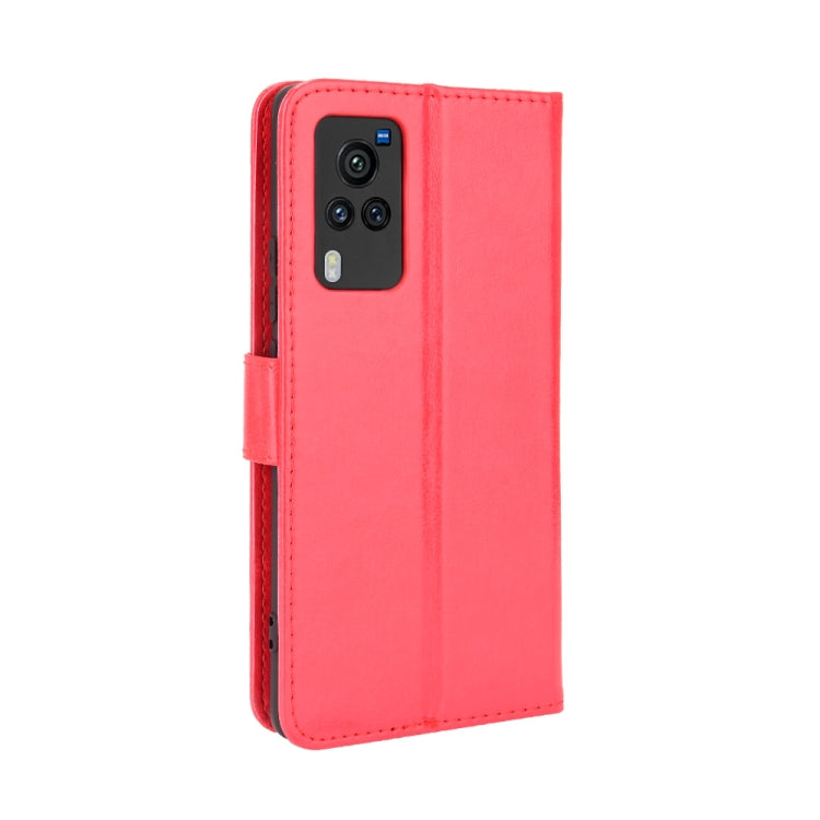 For vivo X60 Pro Overseas Version / X60 5G Curved Surface Version Crazy Horse Texture Horizontal Flip Leather Case with Holder & Card Slots & Lanyard(Red) by buy2fix