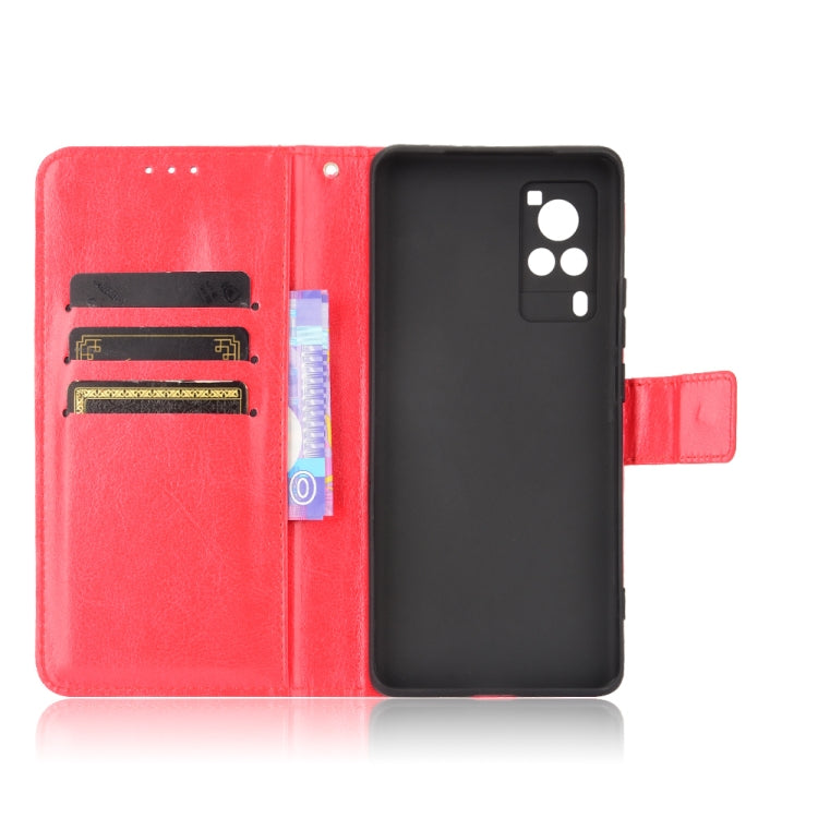 For vivo X60 Pro Overseas Version / X60 5G Curved Surface Version Crazy Horse Texture Horizontal Flip Leather Case with Holder & Card Slots & Lanyard(Red) by buy2fix
